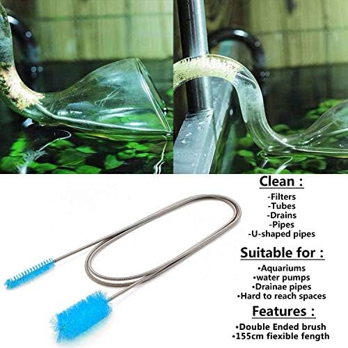 Flexible Drain Brush 67-Inch Nylon Cleaner with 82-Inch Straw Brush Blue