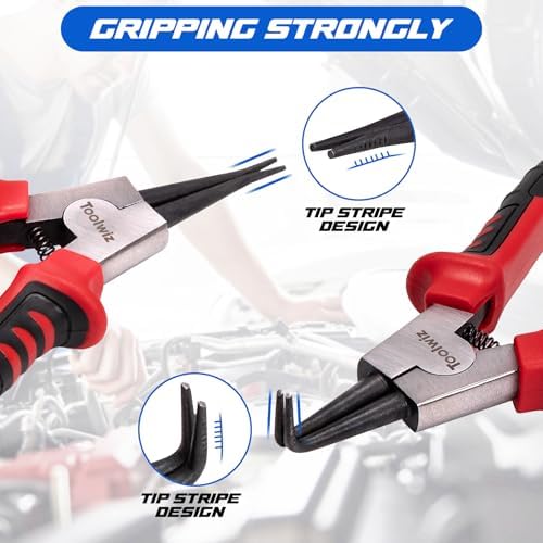 Toolwiz 4 Pcs Heavy Duty Snap Ring Pliers Set