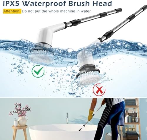 Bomves Cordless Electric Spin Scrubber with 8 Replaceable Brush Heads