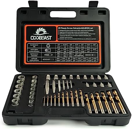 Coobeast 49Pcs Bolt Extractor Set with Left Hand Drill Bit