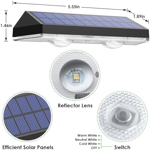 LIANGLOME Solar Fence Lights 8 Pack - 3 Modes IP65 Waterproof