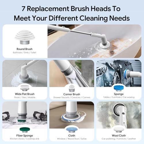 Sorpci Electric Spin Scrubber with 7 Brush Heads and 3 Speeds