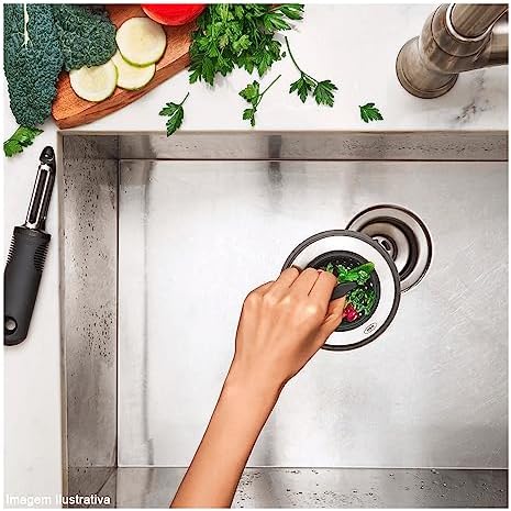 OXO Good Grips 2-in-1 Sink Strainer Stopper Black 1