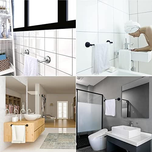 DGYB Suction Cup Towel Bar 17 Inch Matte Black Stainless Steel Bathroom Holder