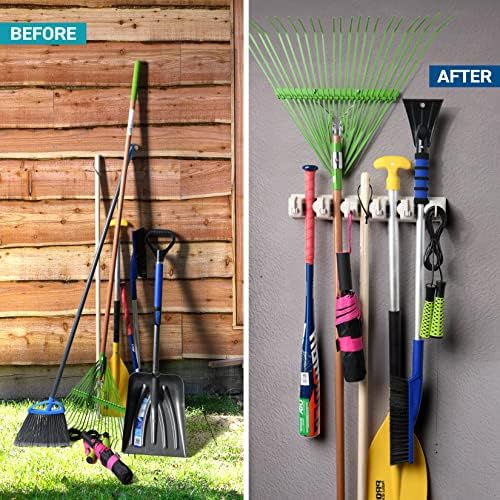 Home-it 5-Position Mop Broom Wall Mount Holder
