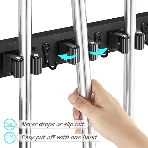 OUTNILI Black Broom Mop Holder Wall Mount 1