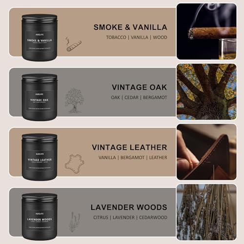 Auelife Scented Candles Set 4 Pack for Men
