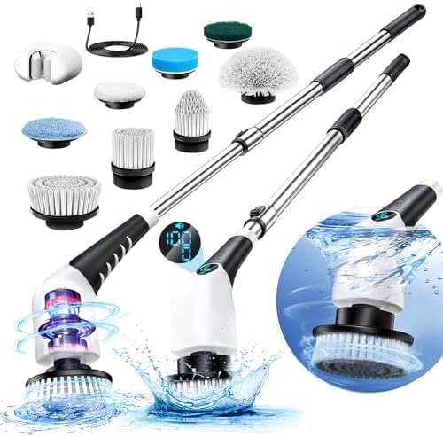 AISMIHO Electric Spin Scrubber with 8 Brush Heads and Voice Prompt