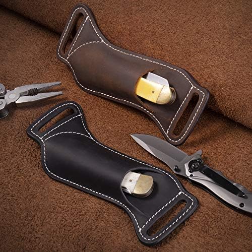 Gentlestache Leather Knife Sheath for Belt EDC Pocket Knife Carrier