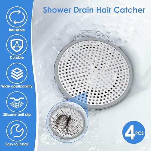 4Pcs Stainless Steel Hair Catcher for Sink and Bathtub