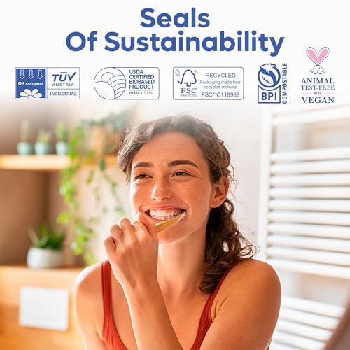 SmartLifeco Bamboo Charcoal Toothbrushes 4-Pack with Case Stand