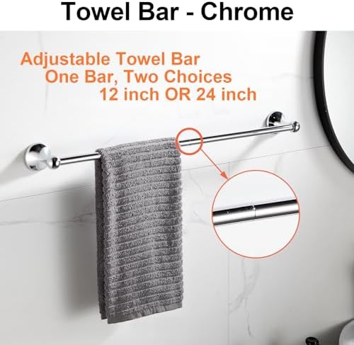 BGL 4-Piece Chrome Adjustable Towel Bar Set