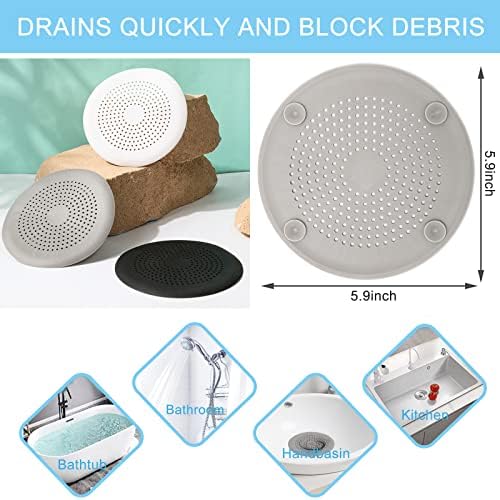 2 Pack Drain Hair Catcher with Suction Cups for Shower and Sink
