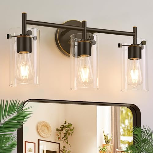 3-Light Oil-Rubbed Bronze Wall Sconce with Clear Glass Shades