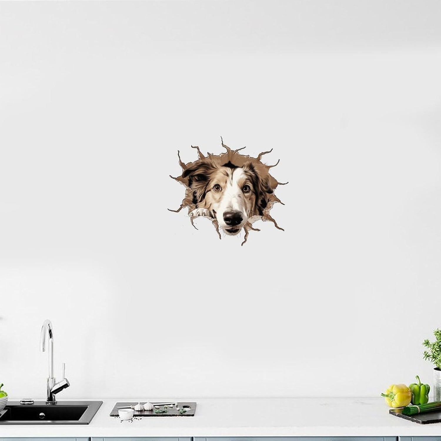 Peeking Borzoi Wall Decal 18x18in Removable
