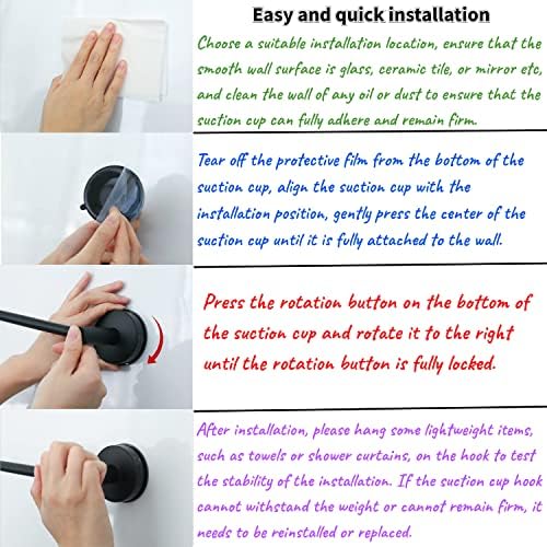 DGYB Suction Cup Towel Bar 17 Inch Matte Black Stainless Steel Bathroom Holder