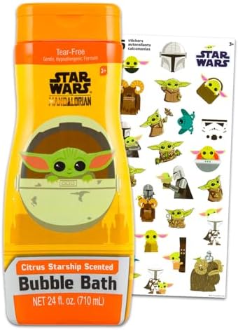 STAR WARS Baby Yoda Bubble Bath Set for Kids with Stickers