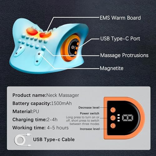 STILEFIX Neck Massager Pillow with Heat 3 Modes Ergonomic Design