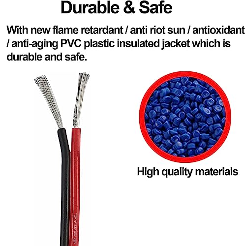22AWG LED Wire 100ft Red Black 12V 24V DC Extension Cable