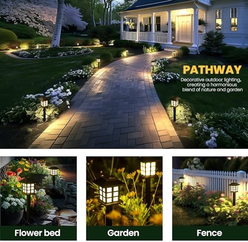 GIGALUMI 12 Pack Solar Path Lights Outdoor