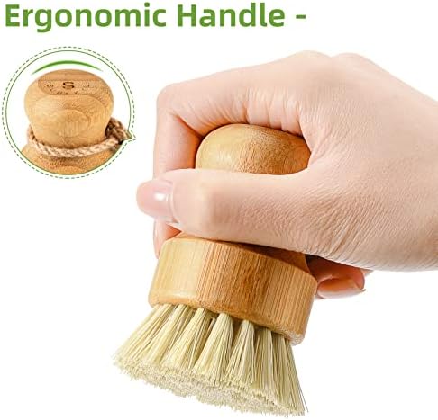 SUBEKYU Bamboo Dish Scrub Set of 2 with Sisal Bristles