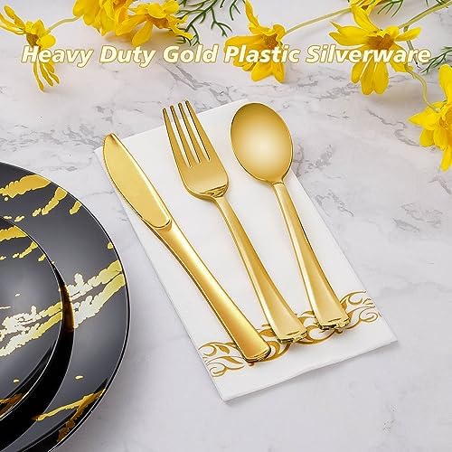 Goodluck 500PCS Gold Plastic Cutlery Set