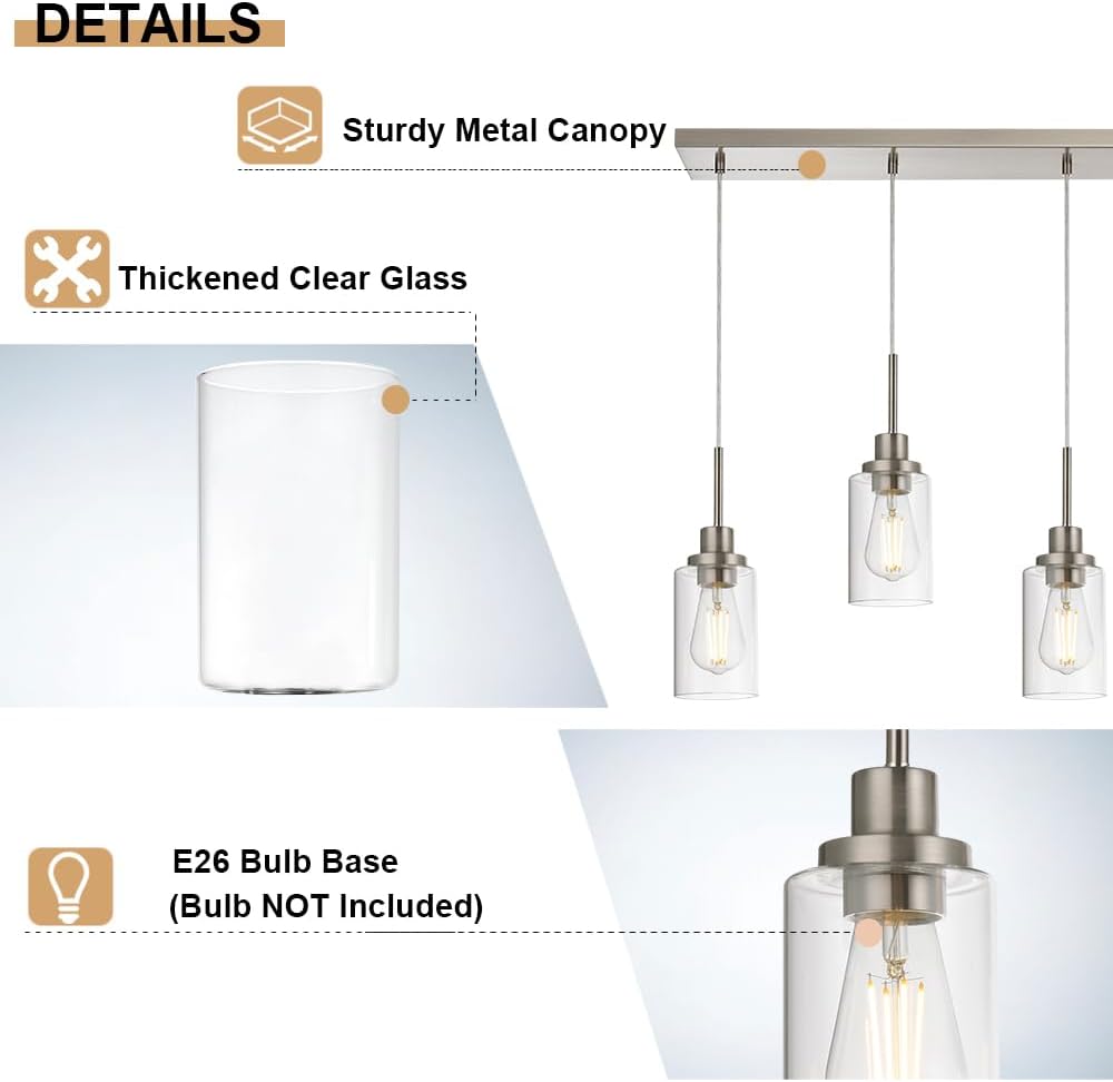 WINSHEN 6-Lights Pendant Kitchen Island Light