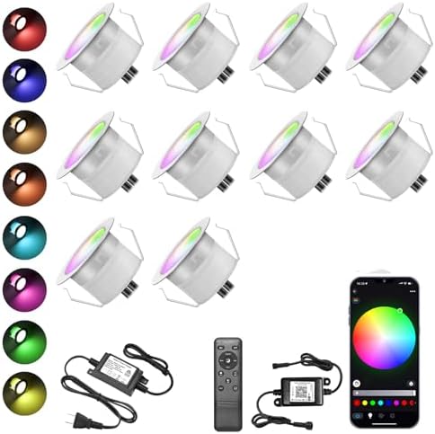 Smart LED Deck Light Kit 10-Pack IP67 Waterproof RGB