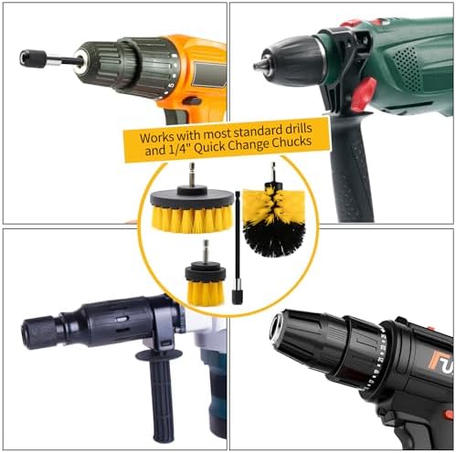 4pcs Drill Brush Set for Cleaning Bathrooms and Cars