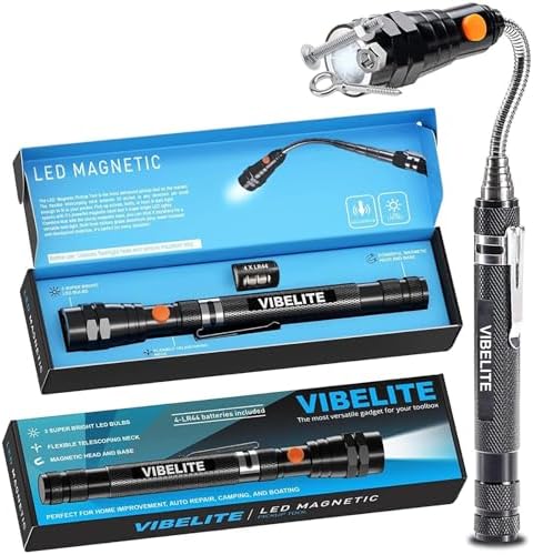 VIBELITE Extendable Magnetic Flashlight - 22 Inches 3 LED Black