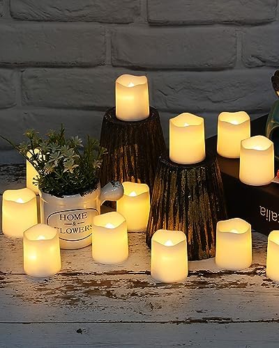 SHYMERY 24 Pack Flameless Votive Candles 200 Hour LED Tea Lights Warm White