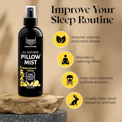 Aromasong Bamboo Honey Pillow Mist - Natural Sleep Spray for Deep Restful Slumber