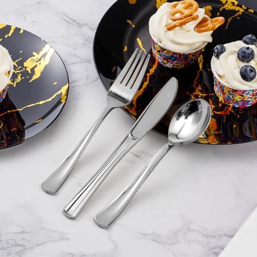 Goodluck 300PCS Silver Plastic Cutlery Set 1