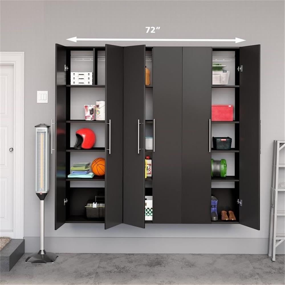 Prepac 3-Piece 72 Garage Cabinet Set Black