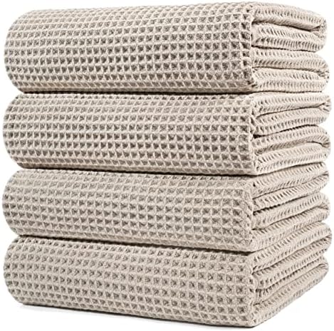 POLYTE Microfiber Bath Towel 60 x 30 in 4 Pack Beige 1