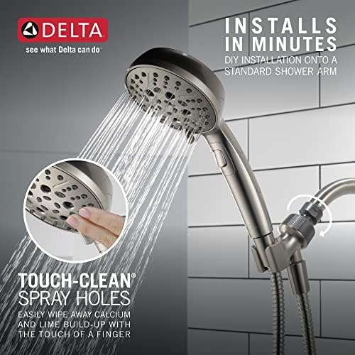 Delta H2Okinetic 6-Spray Handheld Shower Head with Hose Brushed Nickel