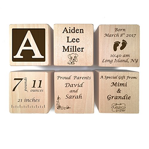 Personalized Wooden Baby Block - Newborn Gift for Boy or Girl