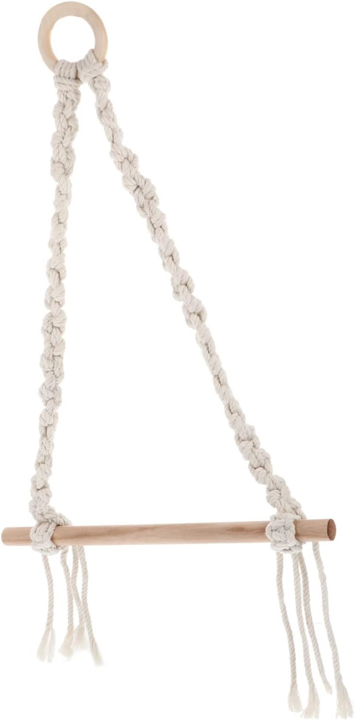 DOITOOL Wooden Toilet Paper Holder with Rope Design