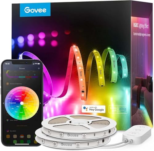 Govee 100ft RGBIC LED Strip Lights with Alexa and Google Assistant Control