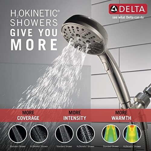 Delta H2Okinetic 6-Spray Handheld Shower Head with Hose Brushed Nickel