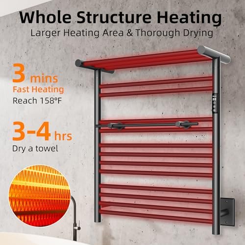PBhusri Electric Towel Warmer with Storage Shelf Matte Black