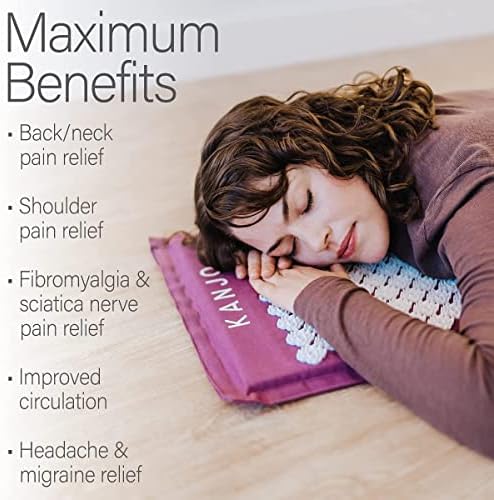 Kanjo Acupressure Mat Pillow Set for Back and Neck Pain Relief
