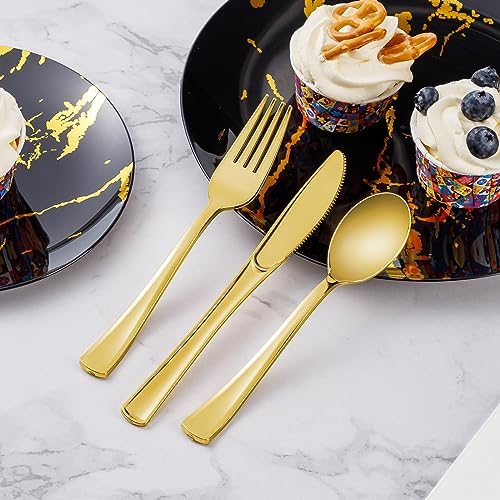 Goodluck 500PCS Gold Plastic Cutlery Set