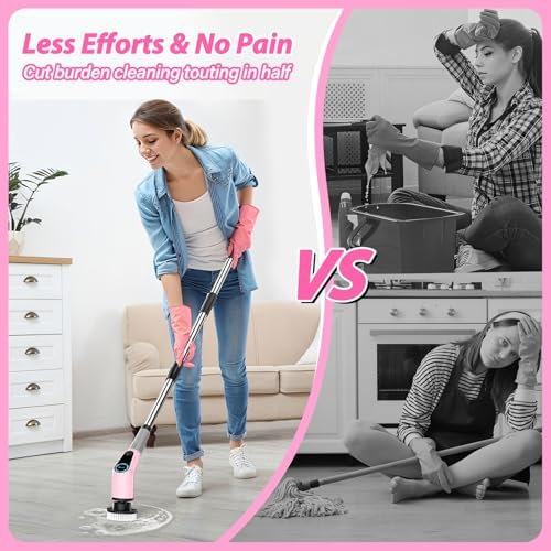 Dovety Electric Spin Scrubber with 8 Brush Heads and Extension Handle