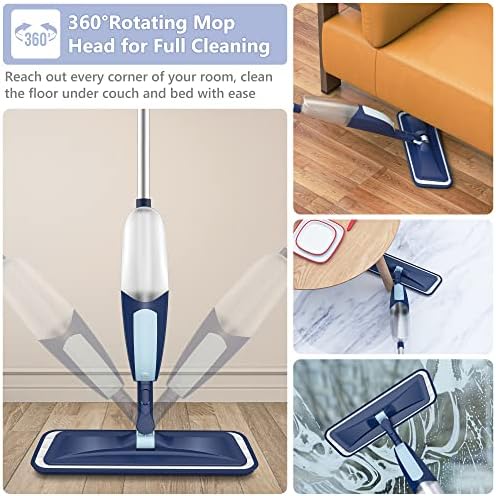 TRAV-ROUND Spray Mop with 5 Washable Pads and Refillable Bottle 1