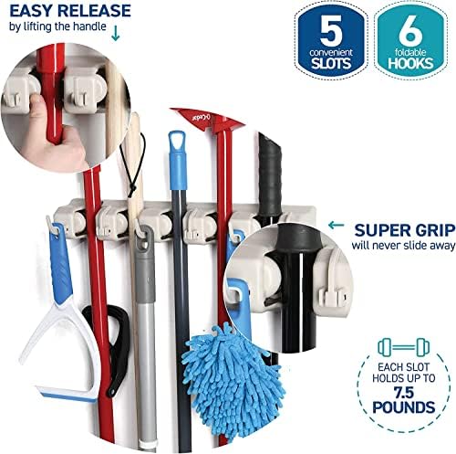 HOME IT Mop and Broom Holder Wall Mount 2 Pack