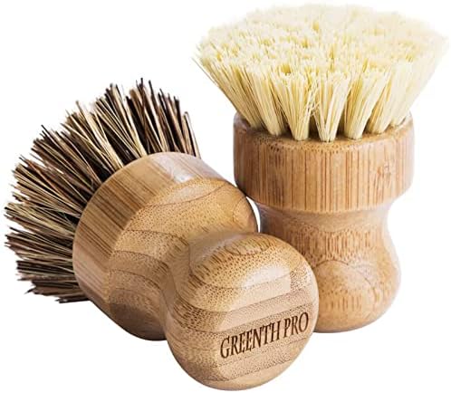 GREENTH PRO Bamboo Round 3 Pack Dish Brush Set