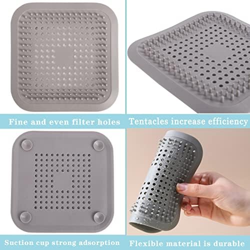 Shower Drain Hair Catcher 2 Pack with Suction Cups