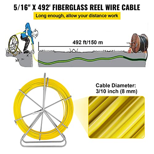 Happybuy Fiberglass Fish Tape 8MM 492FT Durable