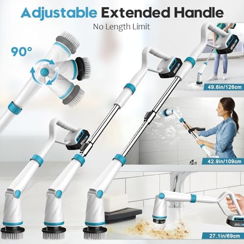 Fimilo 1500RPM Electric Spin Scrubber with 8 Brush Heads and 2 Batteries 1